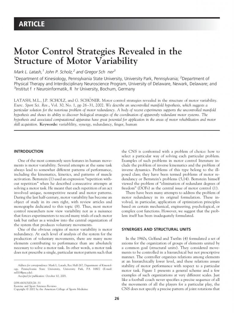 Motor Control Strategies Revealed in the Structure of Motor Variability