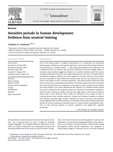 Sensitive periods in human development: Evidence from musical training